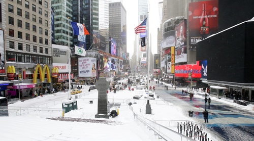Times Square nevado
